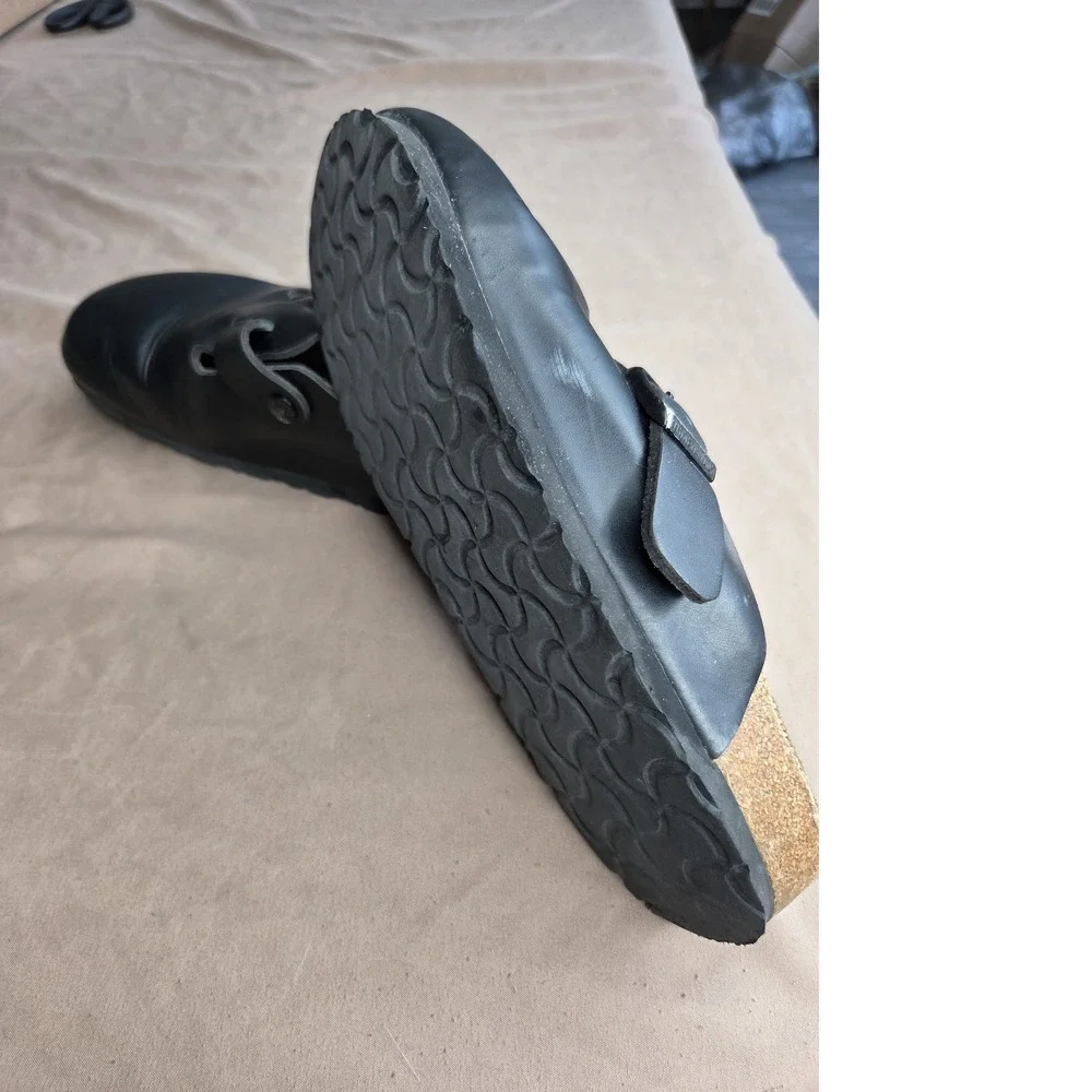 Men's Birkenstock Boston Black Leather Clog Sandals EU 40 Cork